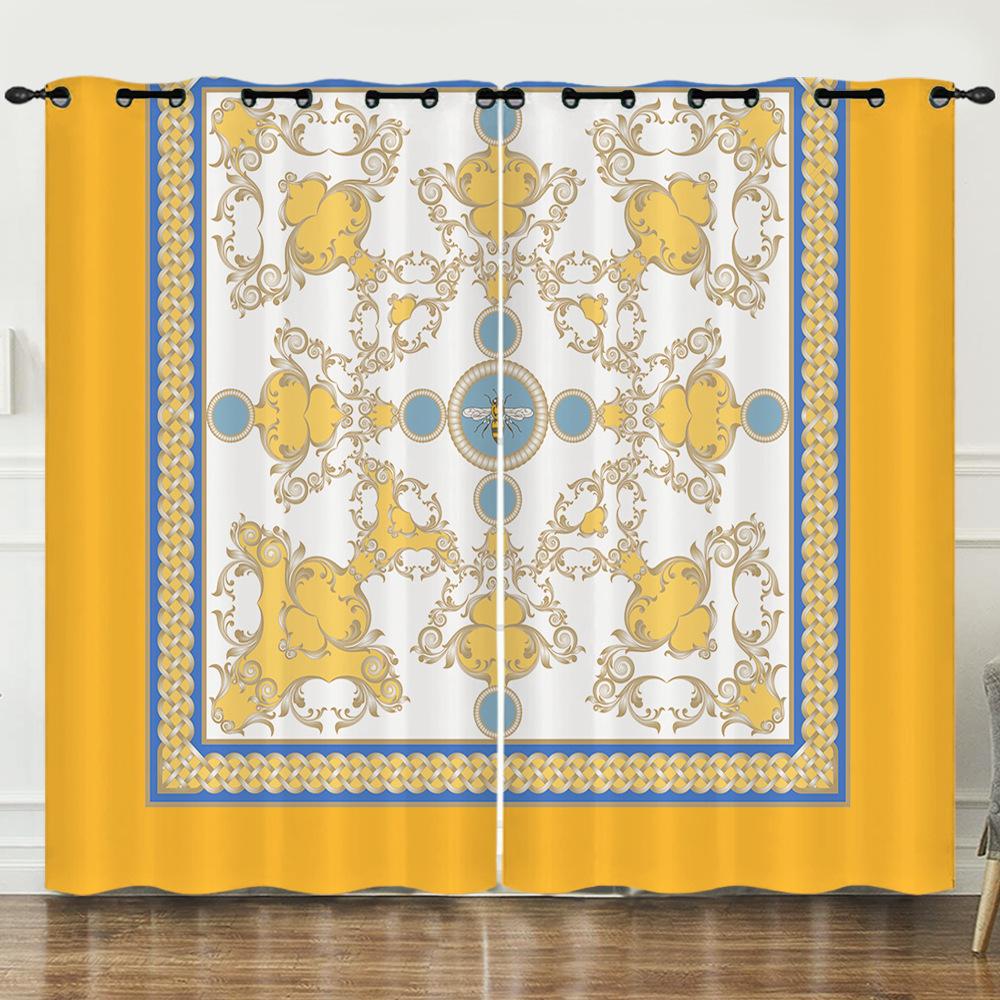 Curtain Flower Simple Full Screen Flower 3D Digital Printing Blackout Curtain Punching