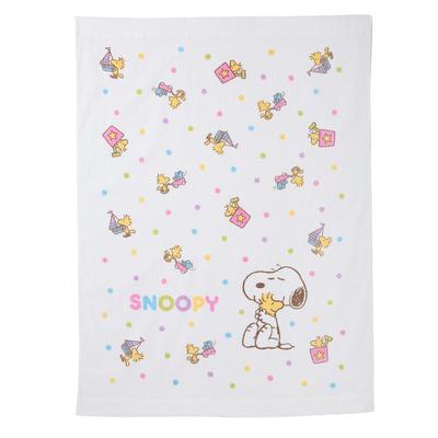 Toalha de Bebê Nishikawa Snoopy Bolinhas Feito em WR52240000 Manta, 85x115cm, Lavável, 100% Algodão, Estampa, Japão, Branco,
