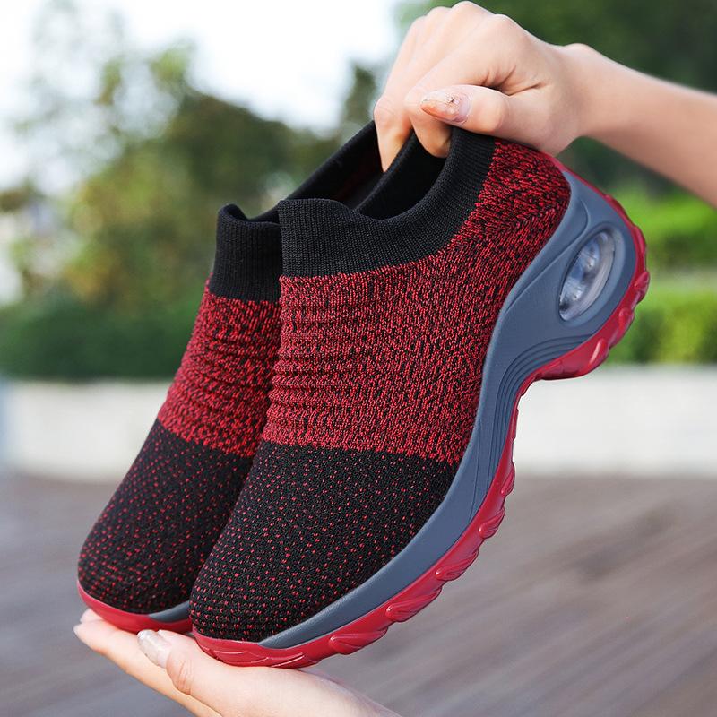 Large size air cushion fly-woven sneakers overalls rocking shoes casual shoes socks shoes