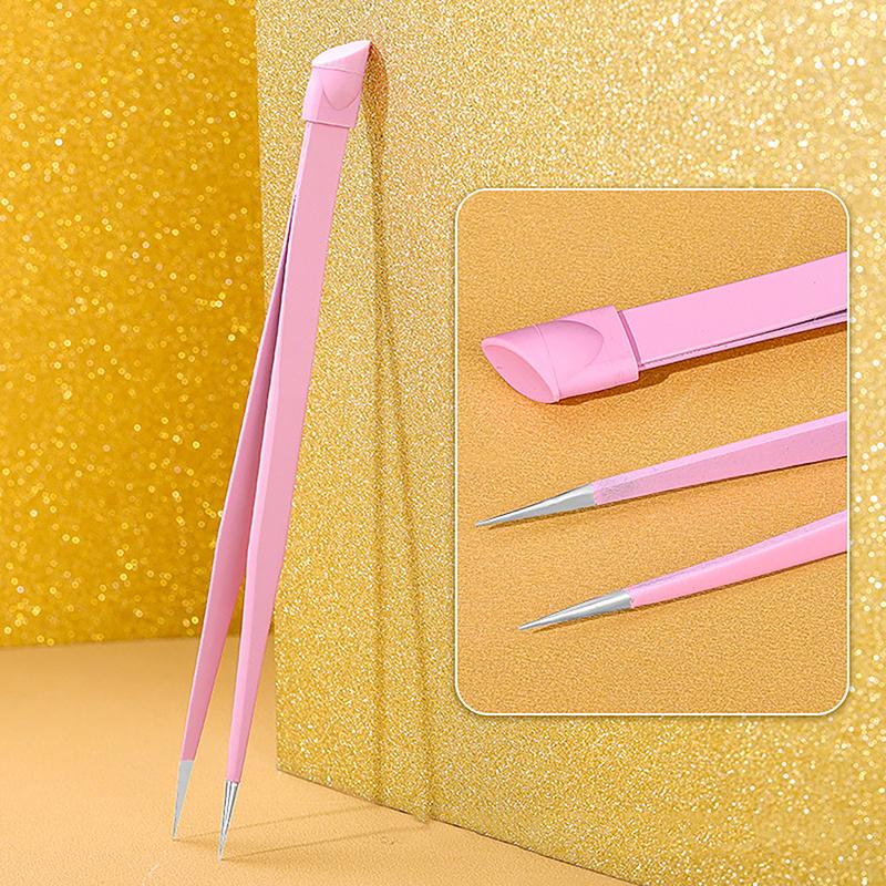 

Двусторонние пинцеты для ногтей с силиконовой головкой, пинцеты для ногтей, щипцы для наклеек, маникюрные инструменты для дизайна ногтей, аксессуары розовый