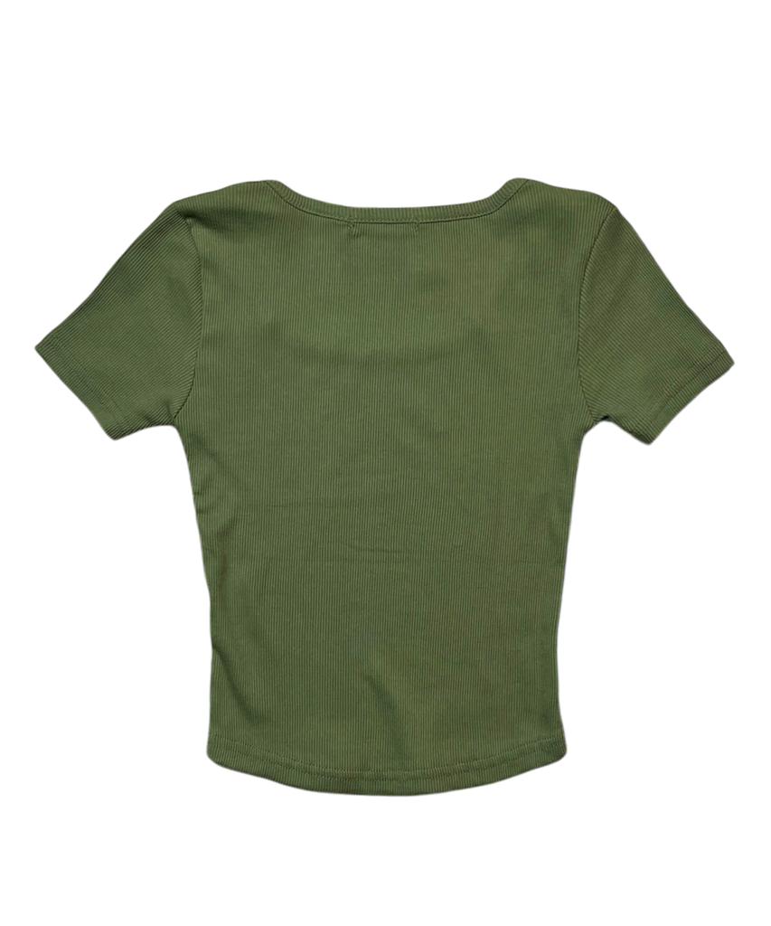 Bonseullipi Cross Square Neck T-Shirt (Green)