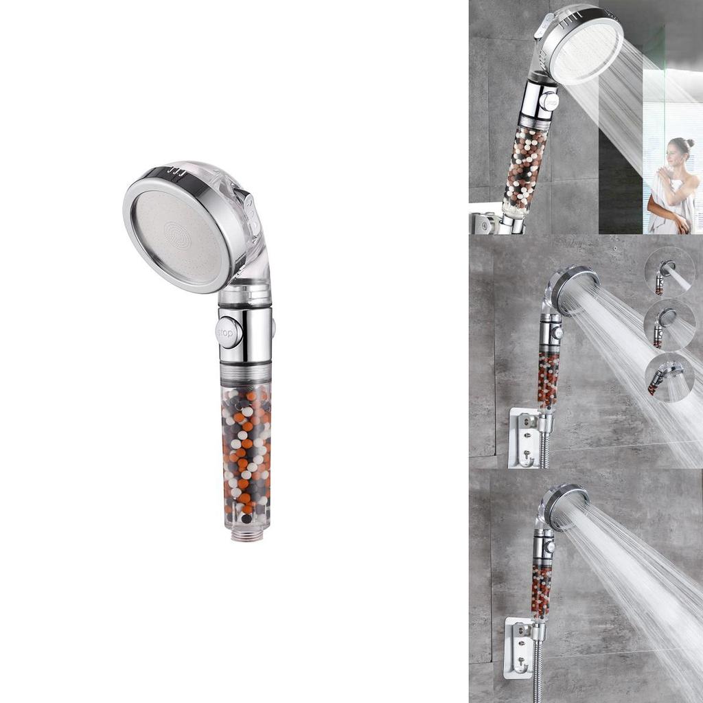 Spa Shower Head 3 Mode Button High Pressure Filter Balls Water Saving