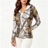 Chaqueta Ligera con Cremallera y Capucha para Mujer con Bolsillos de Manga Larga Estampada Protección Solar Ropa de Abrigo para Actividades al Aire Libre