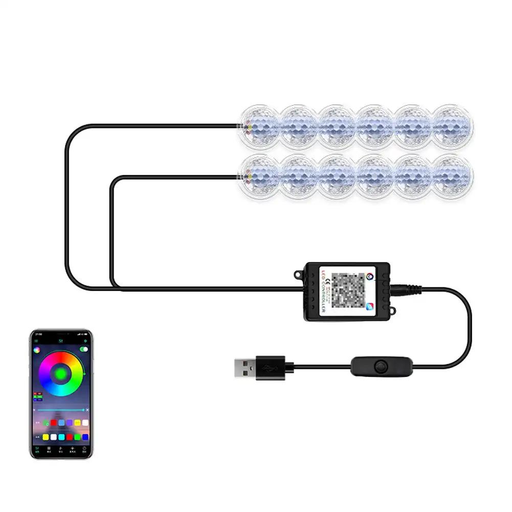 12 LED Car Interior Ambient Foot Light USB / Cigarette lighter LED Atmosphere Decorative Lamp LED Foot Light Kit Car Accessories