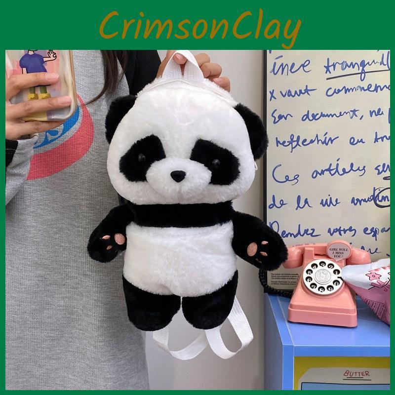 Brown Panda Bear Plush Toy Backpack Animal Bag With Adjustable Straps Shoulder