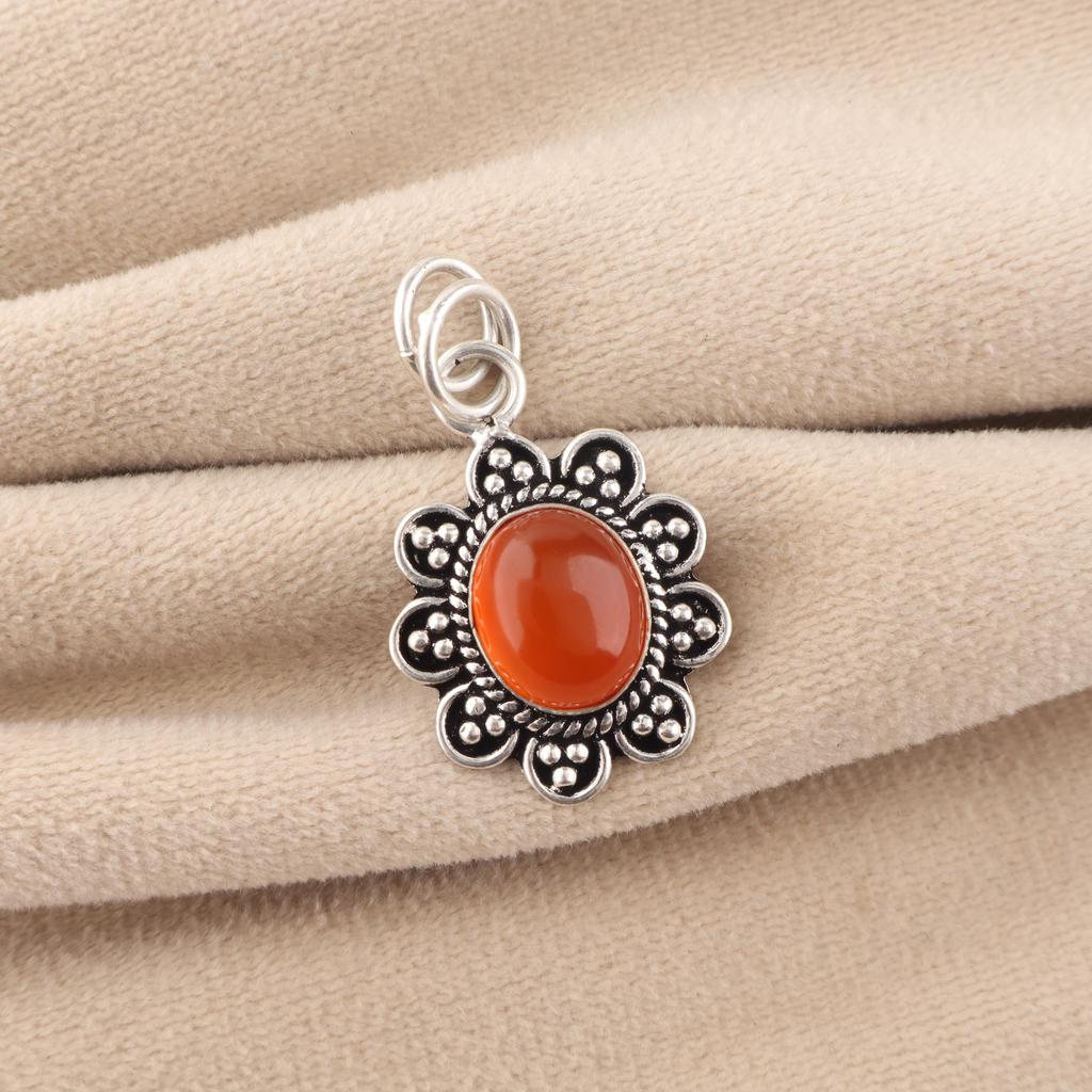 Natural Carnelian Gemstone 925 Sterling Silver Jewelry Handmade Pendant 1.37" Engagement Jewelry CP-40-30
