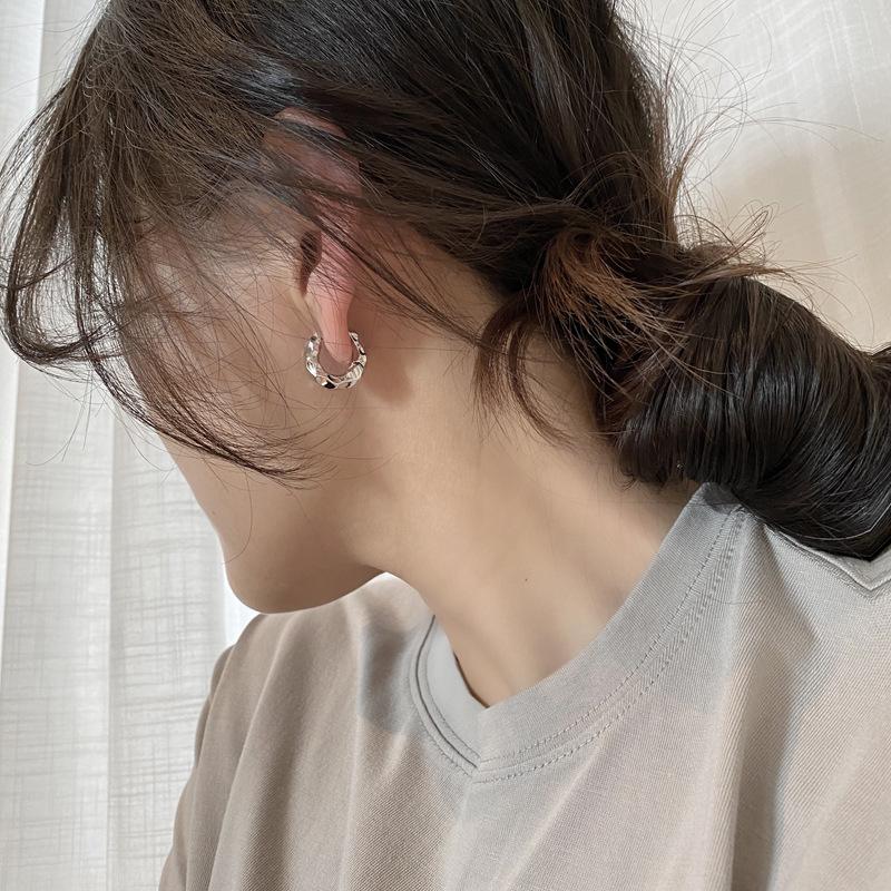 PONYKISS  Sterling Silver Minimalist Geometric Hoop Earrings for Women Personality Fine  Trendy Accessories