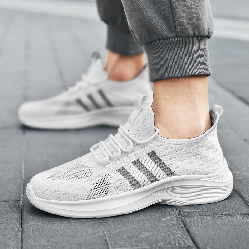 New Summer and Autumn Fly-woven Men's Shoes, Little White Casual Sports Shoes, Men's Coconut Running Trendy Shoes, Super Large Size Casual Shoes