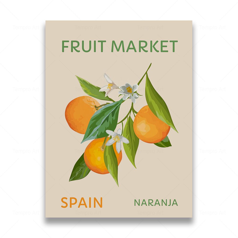 Fruit Market Cherry Lemon Orange Vintage Posters Prints Travel Wall Art Canvas Painting Nordic Wall Pictures Kitchen Room Decor