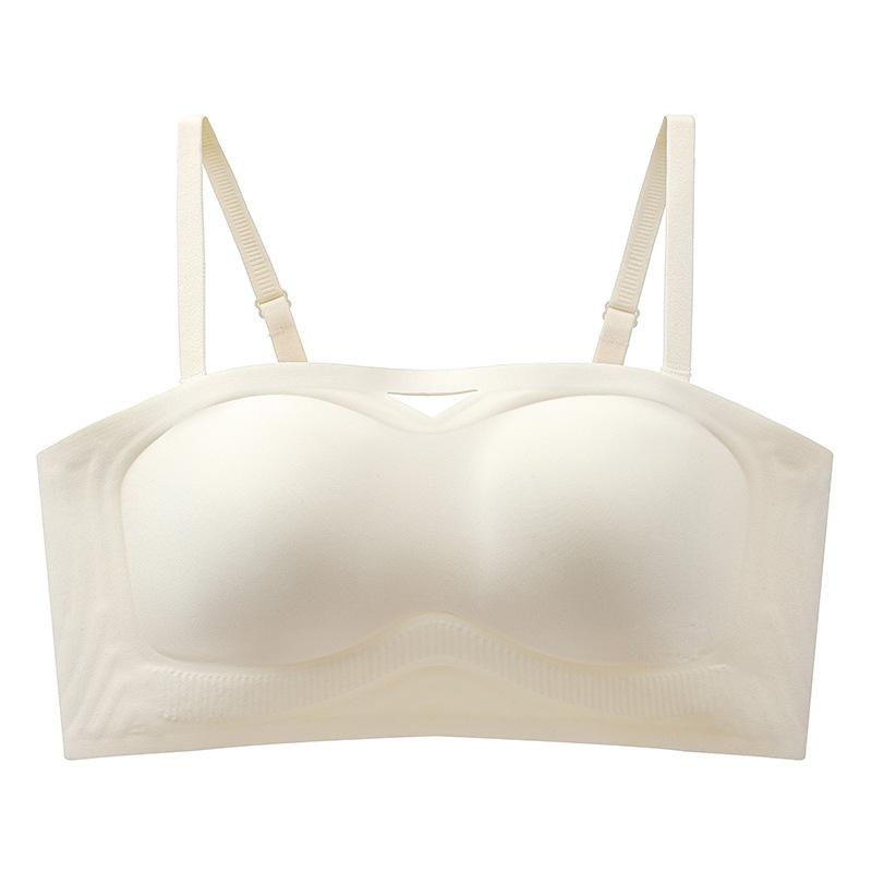 

Strapless women s non-slip summer thin anti-light tube top without steel ring and seamless bra cover-1 Xl38/85ab (recommended 60-67.5kg ) молоко, білий колір