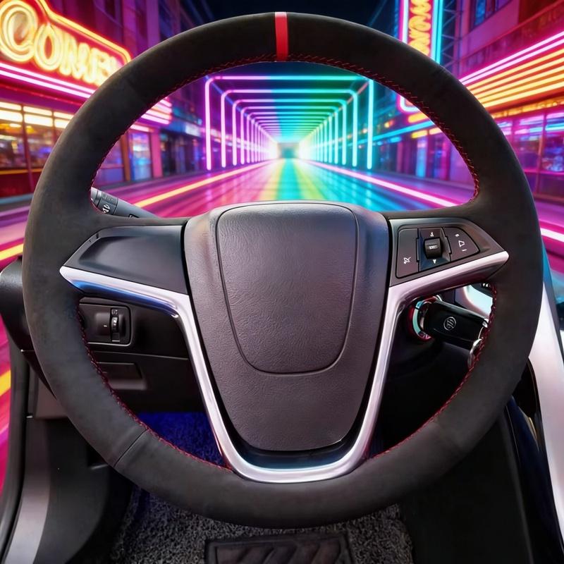 DIY Car Steering Wheel Cover Zafira Tourer Astra (J) 2010-2015 Suede Car Accessories Steering Wrap Braid Cover For Opel Ampera Black Thread