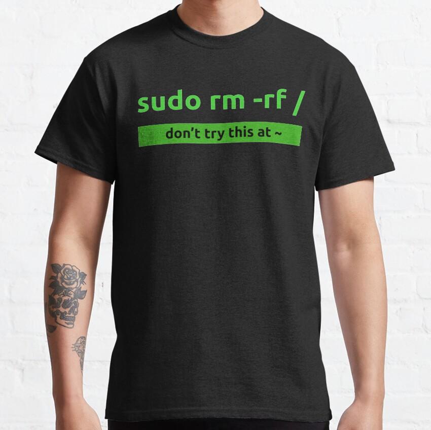Sudo Rm -rf  GAME OVER Linux Command Geek Nerd Terminal Ubuntu Computer 100% Cotton Clothing Printed Plus Size T-Shirt for Man
