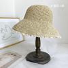 Straw Hat Women's Small Fresh Lace Solid Color Versatile Bucket Hat Summer Vacation Casual Big Brim Sun Hat