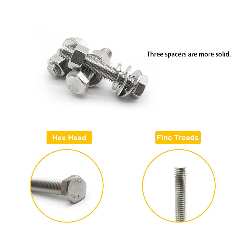 VKKM 304 Stainless Steel Nuts & Bolts Assortment Kit, Including M8×50 - 80mm Sizes, Totaling 64 Pieces.