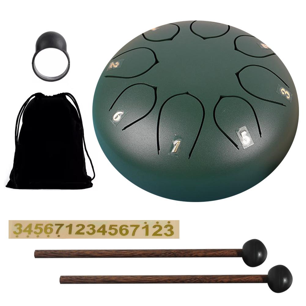 6 Inch 11/8 Notes Handpan Drum with Drum Bag Music Book Drum Mallets Hand Pan Drum for Entertainment Meditation Yoga Zen Gifts