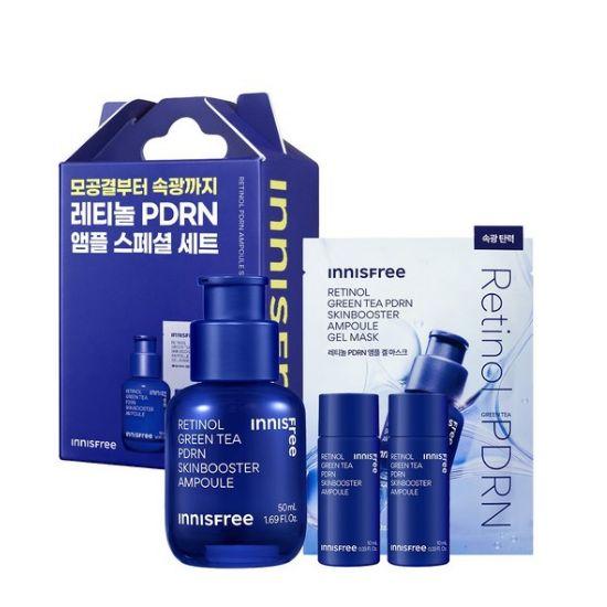

Innisfree Retinol Green Tea PDRN Skin Booster Ampoule Special 3 Set Anti-Aging Firming Hydration Care Kit