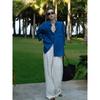 Blue Loose Long Sleeve Thin Versatile Casual Linen Shirt Cardigan Outerwear