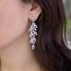 Huitan Brilliant CZ Hanging Earrings Luxury Bride Wedding Earrings Silver Color Aesthetic Long Earrings Trendy Jewelry for Women