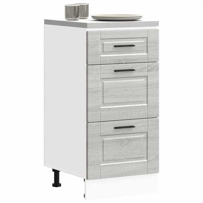 VidaXL Armoire de cuisine Porto sonoma gris bois d'ingénierie, meuble d'évier, meuble de cuisine avec tiroir, meuble de 854226