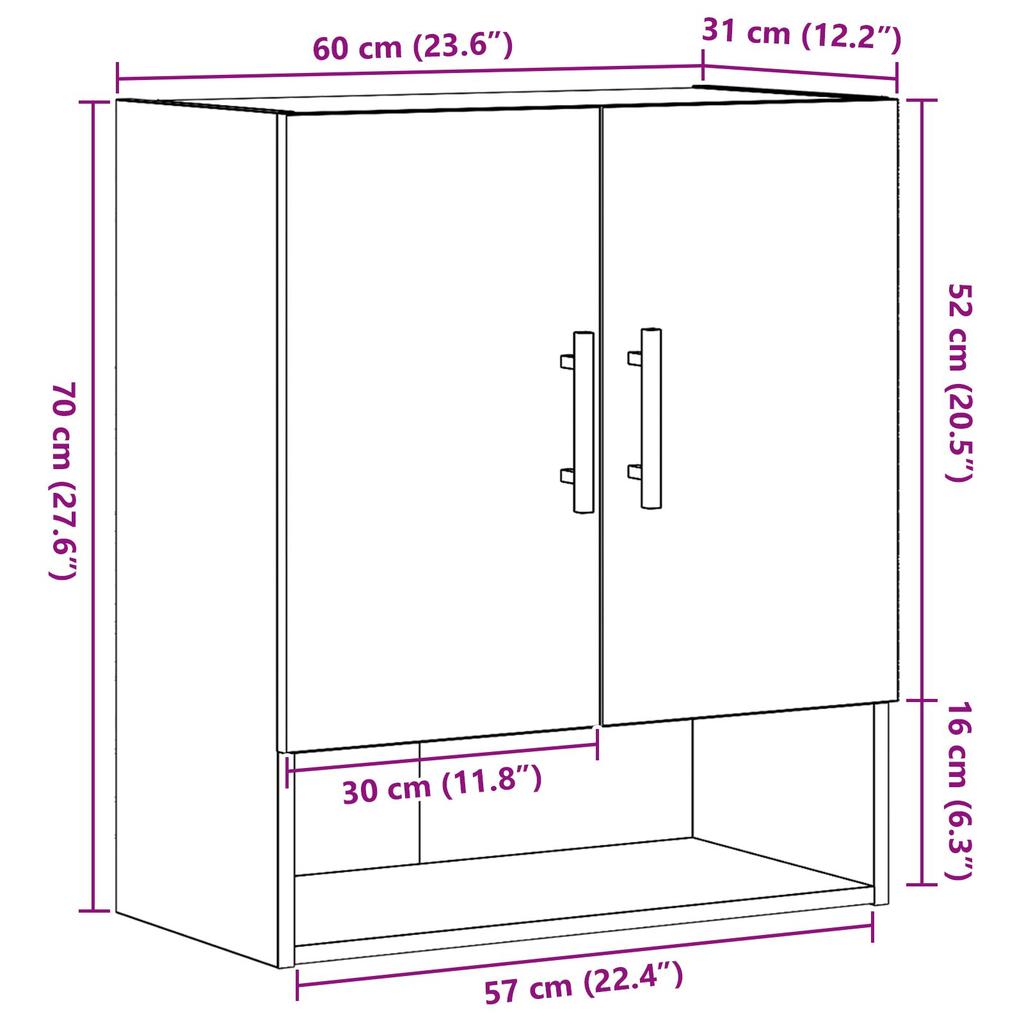 Wall-mounted Storage Cabinet for the Living Room, Hallway Wardrobe, 60x31x70 Cm