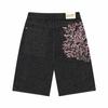 Gotische Kersentak Borduurwerk Denim Shorts Y2K Heren Dames Hip Hop Retro Zwarte Wijde Shorts Lage Taille Over de Knie Broeken