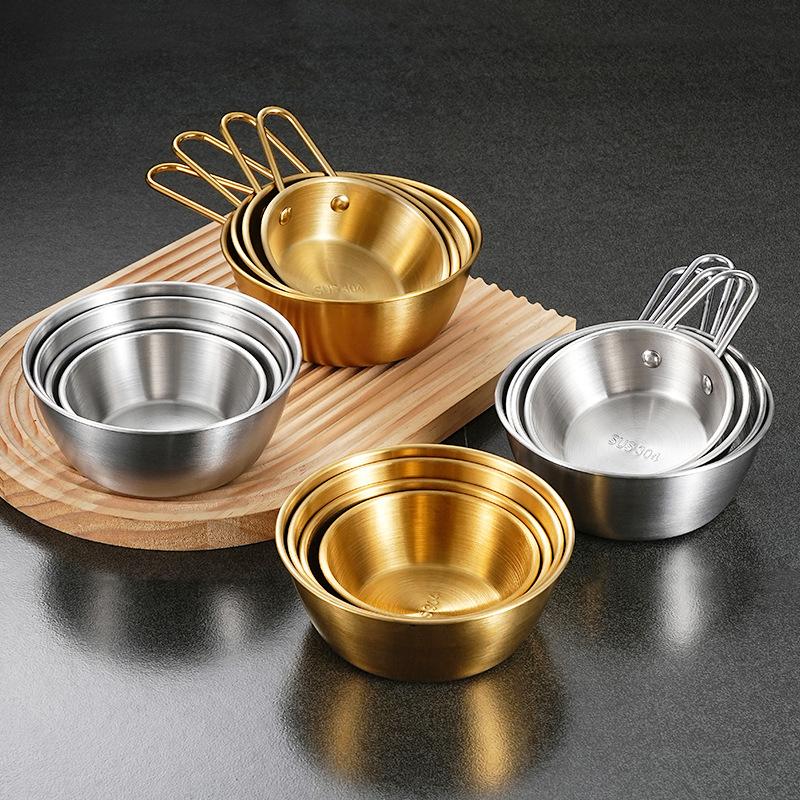 304Stainless Steel Household Korean Cuisine Bowl With Handle Rice Wine Bowls Sauce Seasoning Dish Food Serving Kitchen Tableware