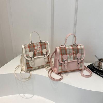 Girls' Plaid Backpack Women's Summer  New Trendy Sweet Backpack Casual Student School Bag