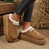 Warm Plush Thick Bottom Outdoor Slippers Women 2025 Winter Chunky Platform Wedge Heel Non Slip Indoor Slippers Furry House Shoes