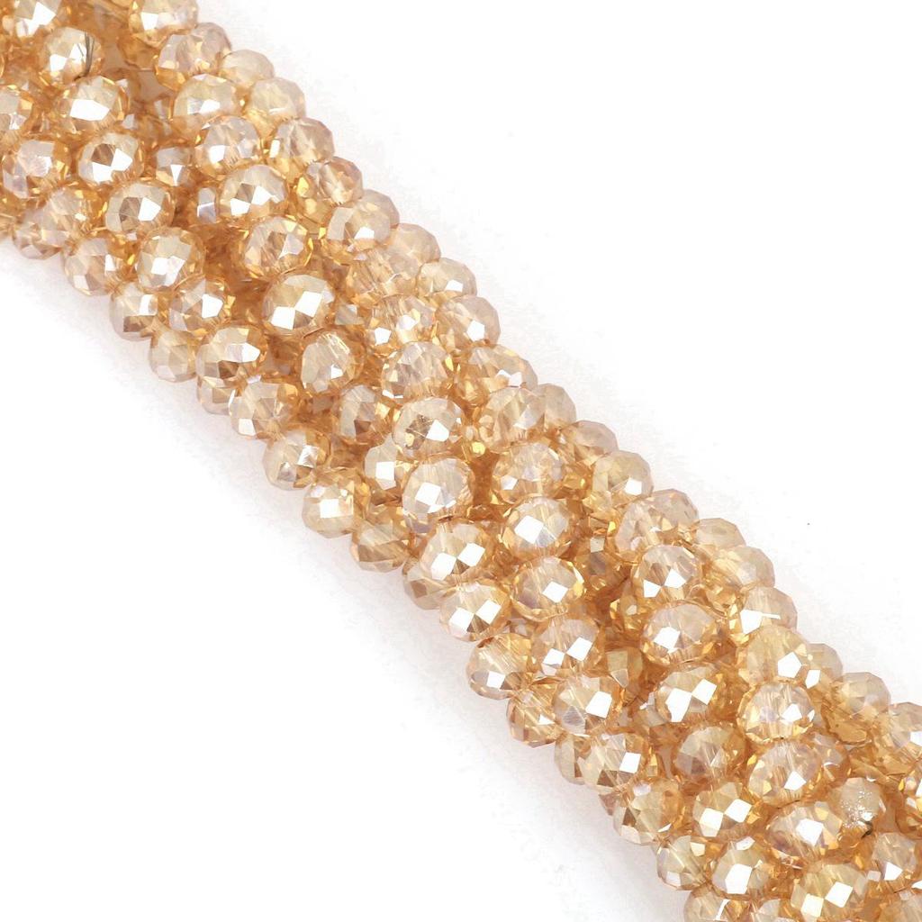 4mm Iridescent Glass Crystal Wheel Beads - Faceted Loose Abacus Beads for DIY Projects