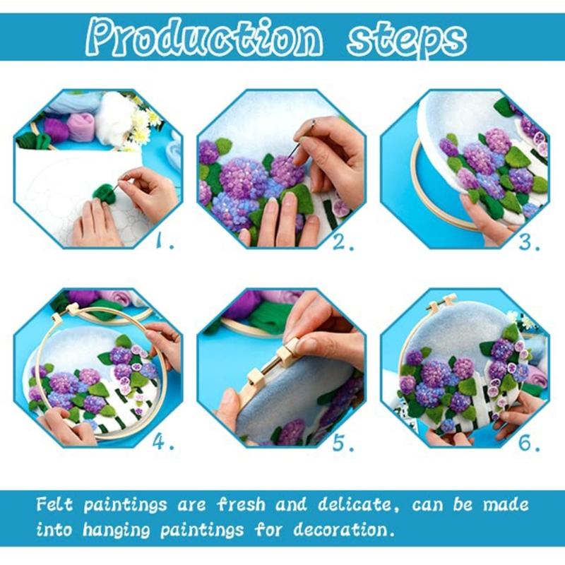 Florals Felting Starter Set Featuring Natural Linen And Practical Tool For New Craft