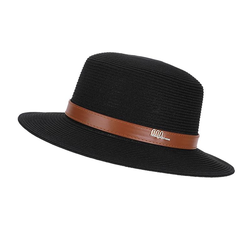 Summer beach trip sun hat for women with a high-end feel, straw woven large brim sun hat, French flat top grass hat