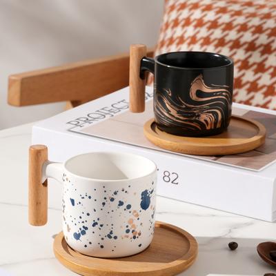 Kreative Keramiktasse High-End Kaffeetasse Nischen-Ins-Stil Spritzende Tinte Heim-Büro-Tasse Imitationslackware Fließendes Wasser