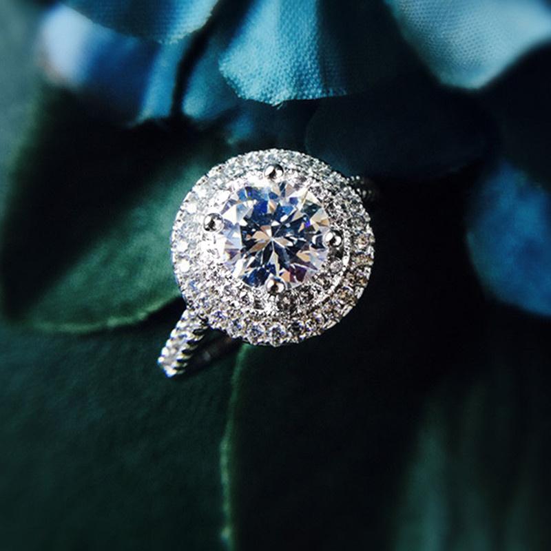 Huitan Temperament Sweet Round Shaped Rings for Women Wedding Engagement Accessories Brilliant Cubic Zirconia Classic Jewelry
