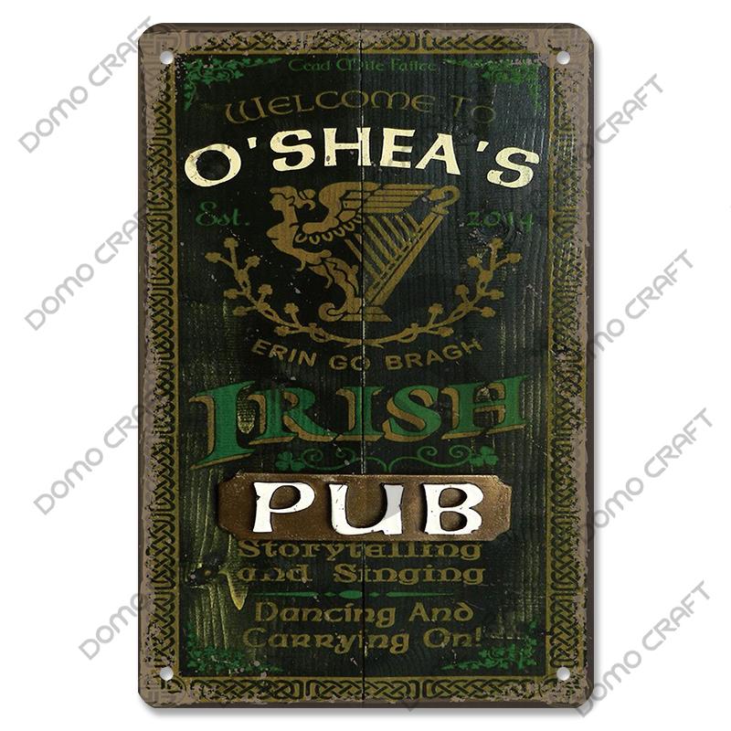 Irish Whiskey Poster Vintage Metal Plaque Sign Dublin Stout Metal Tin Plates Wall Decor for Bar Irish Pub Club Home