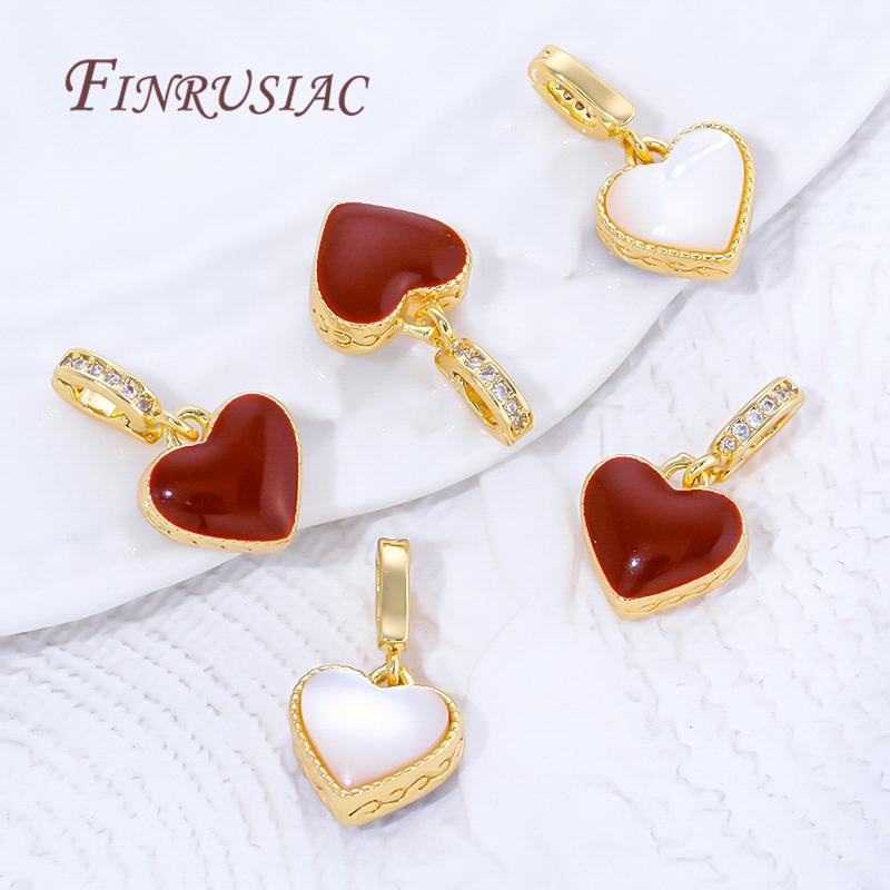 1/2Pcs 18K Gold Plated Red Heart Pendants For Necklaces Accessories,DIY Charms For Jewelry Making Supplies
