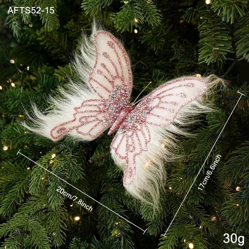 Sequin Bead Butterfly Ornament Fluff Hair Xmas Hanger New Party Decor  Holiday Event