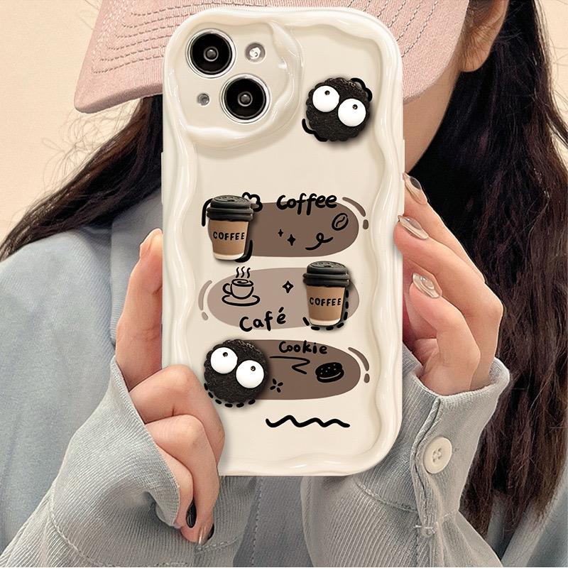 3D Cute Coffee Briquettes New Phone Case For IPhone 16 15 14 13 12 11 Pro Max Mini X XR XSMAX 8 7 6S Plus 3D Wave TPU Back Cover