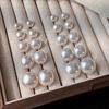 Shi Jia Light Milk White Pearl Earrings: S925 Silver Studs for Women - High-End, Versatile, Niche Design