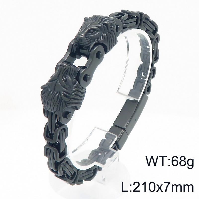 Cool 7MM Wide Men's Lion Head Link Chain Bracelet Vintage Blackened 316l Stainless Steel Bracelets Gothic Biker Jewelry for Men