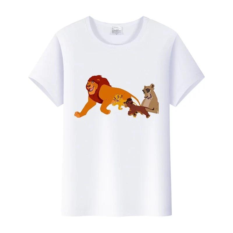 Casual Summer Ladies Blouses Men White Tees Clothes Women 90S Tshirt Oversized Tops Disney Cartoon The Lion King Graphic T-shirt