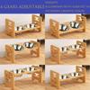 6 Gears Adjustable Pet Bowl Stand Stainless Steel Bowls Double Bowl Elevated Feeder Sturdy Bamboo Pet Food Feeder Large Dogs