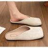 Fashion New Women Mules Summer Elegant Square Closed Toe Flat Slippers Female Shoes Casual Leather Black White Slides Plus Size 35-42