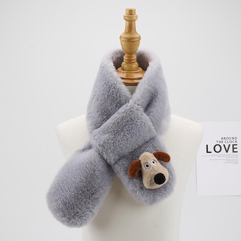 2025 Winter Children's Cartoon Faux Rabbit Fur Plush Scarf - Warm, Thick, and Furry Neck Warmer