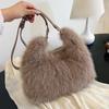 Soft Plush Casual Women's Crossbody Bags Faux Fur Sweet Ladies Big Shoulder Bag Solid Color Winter Furry Female Handbags Tote