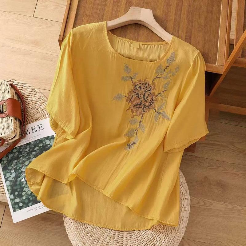 Dámské tričko Letní Velká velikost Bavlněné tričko Měkké Volné Potiskované Ležérní Pohodlné Pulovr Tričko Top
