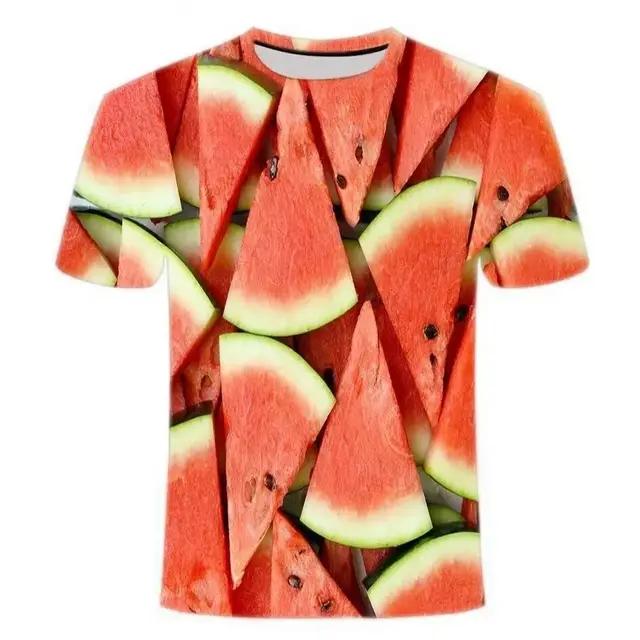 

Літні чоловічі модні креативні повсякденні модні 3d-друковані 3d-друковані моделі з короткими рукавами та фруктами та овочами, вільні індивідуальні топи з круглим вирізом XXL