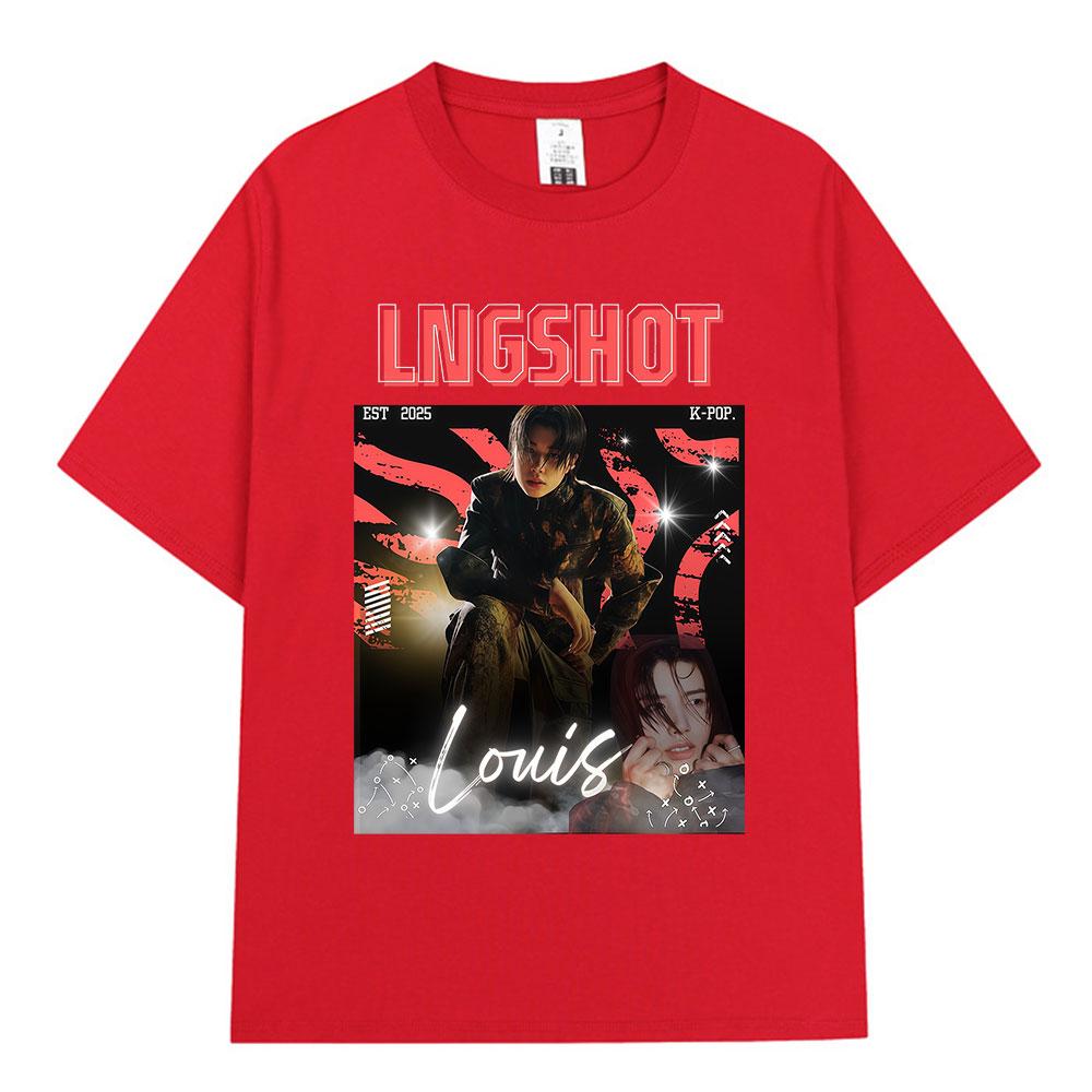 

Корейская K-pop Хип-хоп Группа Lngshot LOUIS Графическая Футболка Унисекс Женская Одежда Модный Оверсайз Короткий Рукав Хлопковый Топ Подарки для Фанатов S