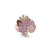Plated Rose Gold Sparkling Pink Air Balloon & Levelled Heart Charm Bead Fit Original Sier Bracelet DIY Jewelry