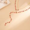 Silver Y-shaped Cherry Necklace Gold Women Long Necklace Retro Crystal Necklace  Party Jewelry