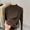 Cashmere Blouse Semi-turtleneck Fleece Thickened Sweater Warm Integrated Fleece with Wool Bottoming Shirt Sweaters